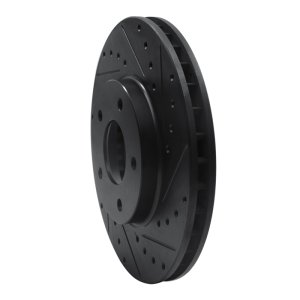 Jaguar Vanden Plas Brake Rotor (1) - Front Right - R1 Concepts - Drilled & Slotted - Black - `97-`03